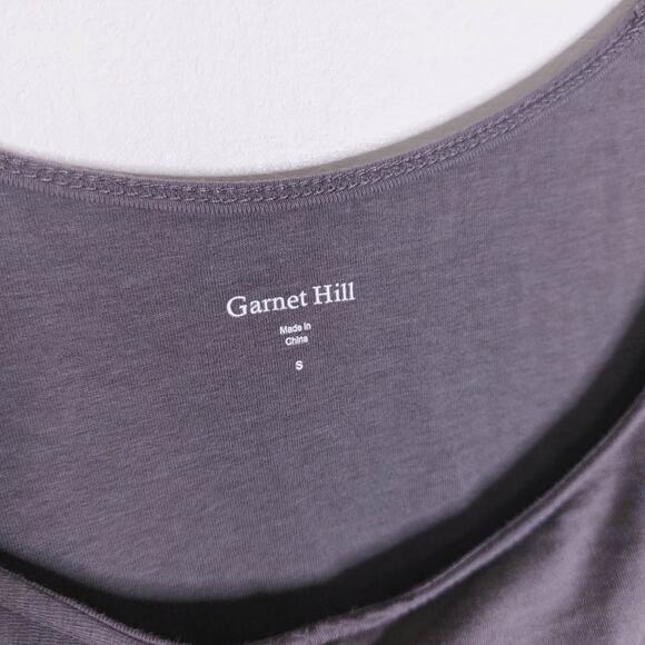 Garnet Hill Grey Knit Piazza Cap Sleeve Ruffle Ruched Dress Small - Picture 5 of 9